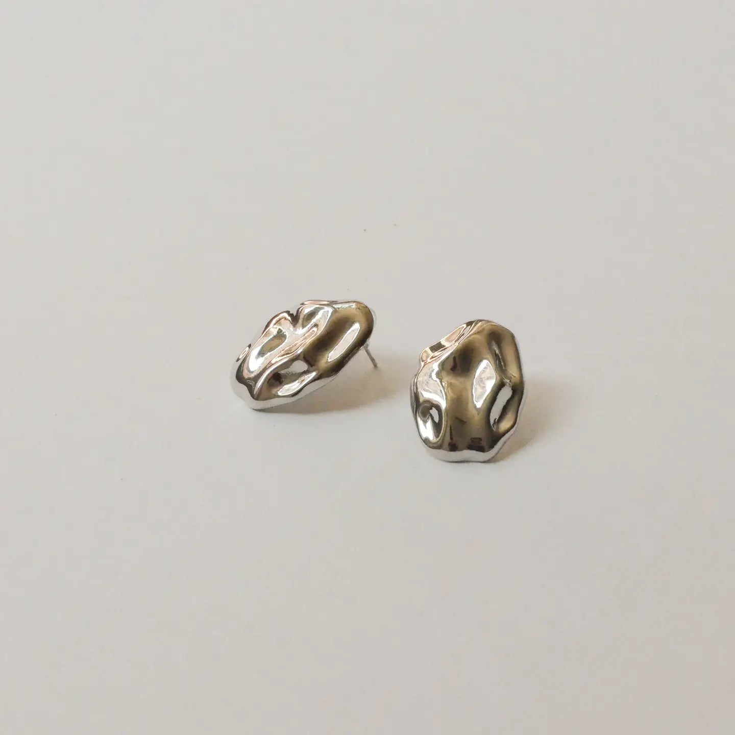 Oval Textured Earrings | Silver