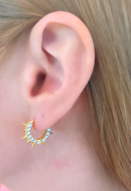 House of Moda Crystal Spiked Huggie Hoops