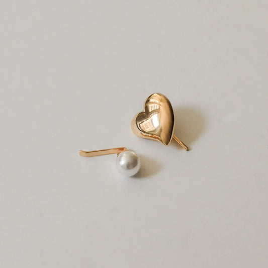 Mini Heart and Pearl Hair Pin Set
