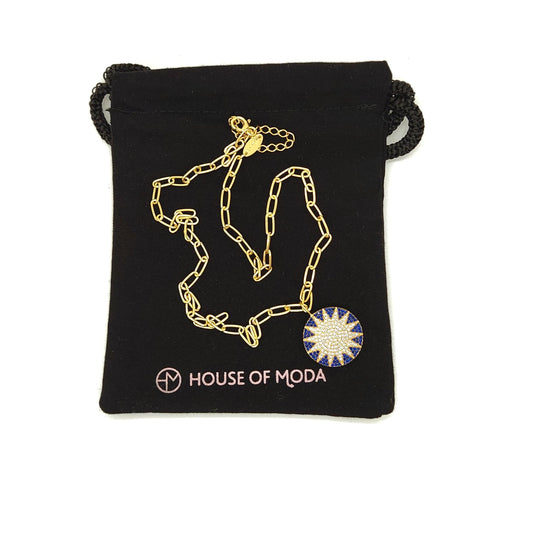 House Of Moda Navy Big Sun Necklace