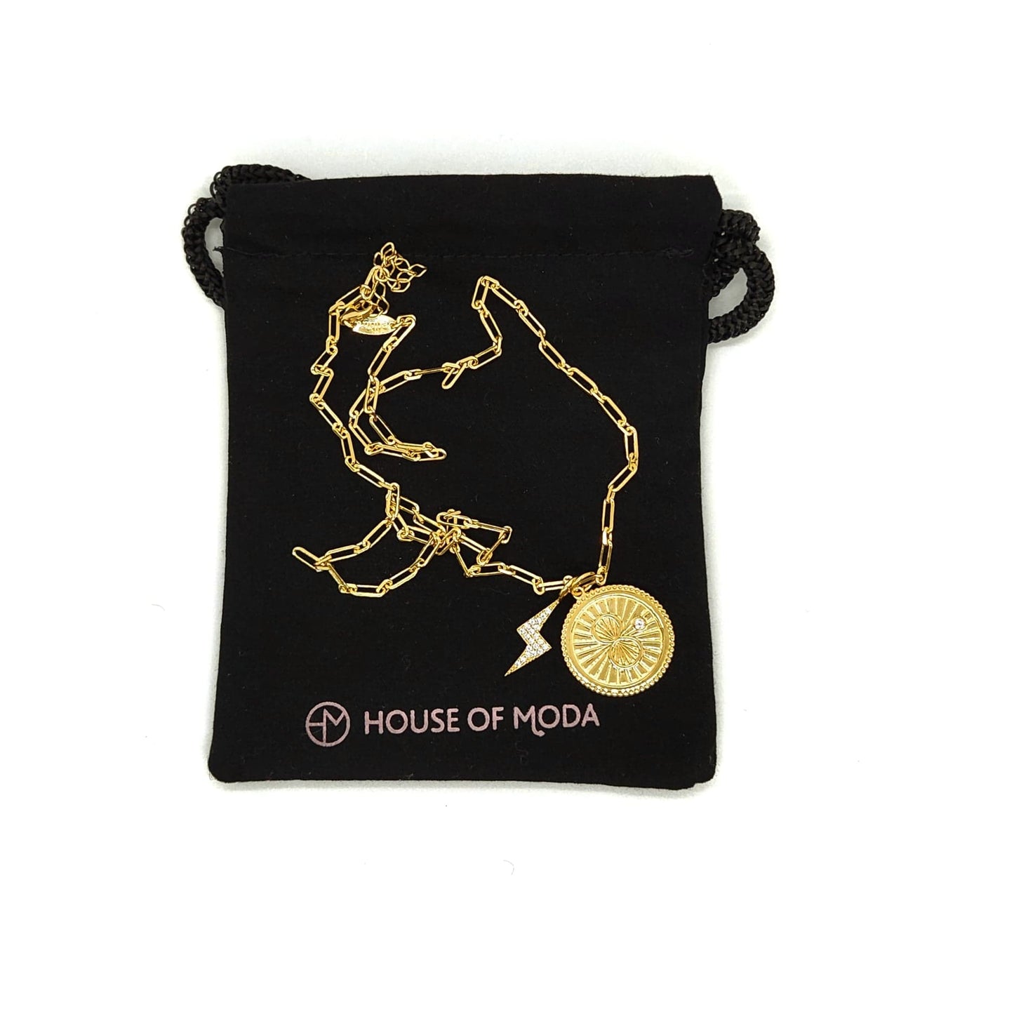 House Of Moda Bolt and Karma Medallion Necklace