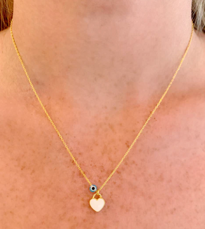 House of Moda White Mini Enamel Heart Necklace